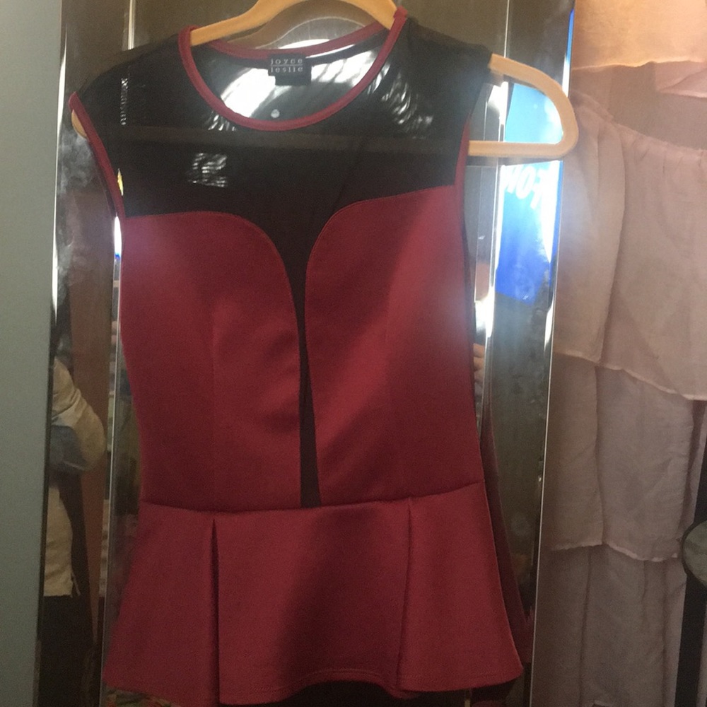 Burgundy peplum top